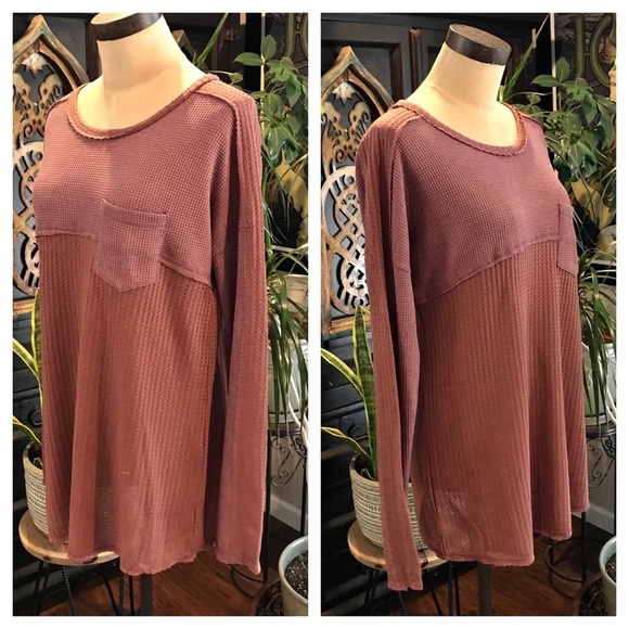 Love Riche rosewood Waffle Knit Crew Neck top - Picture 6 of 8